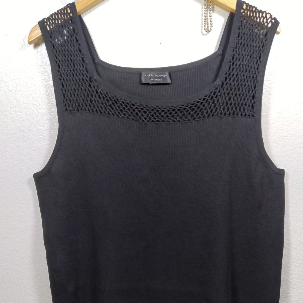 Cable & Gauge Black Sweater Tank Top 1X